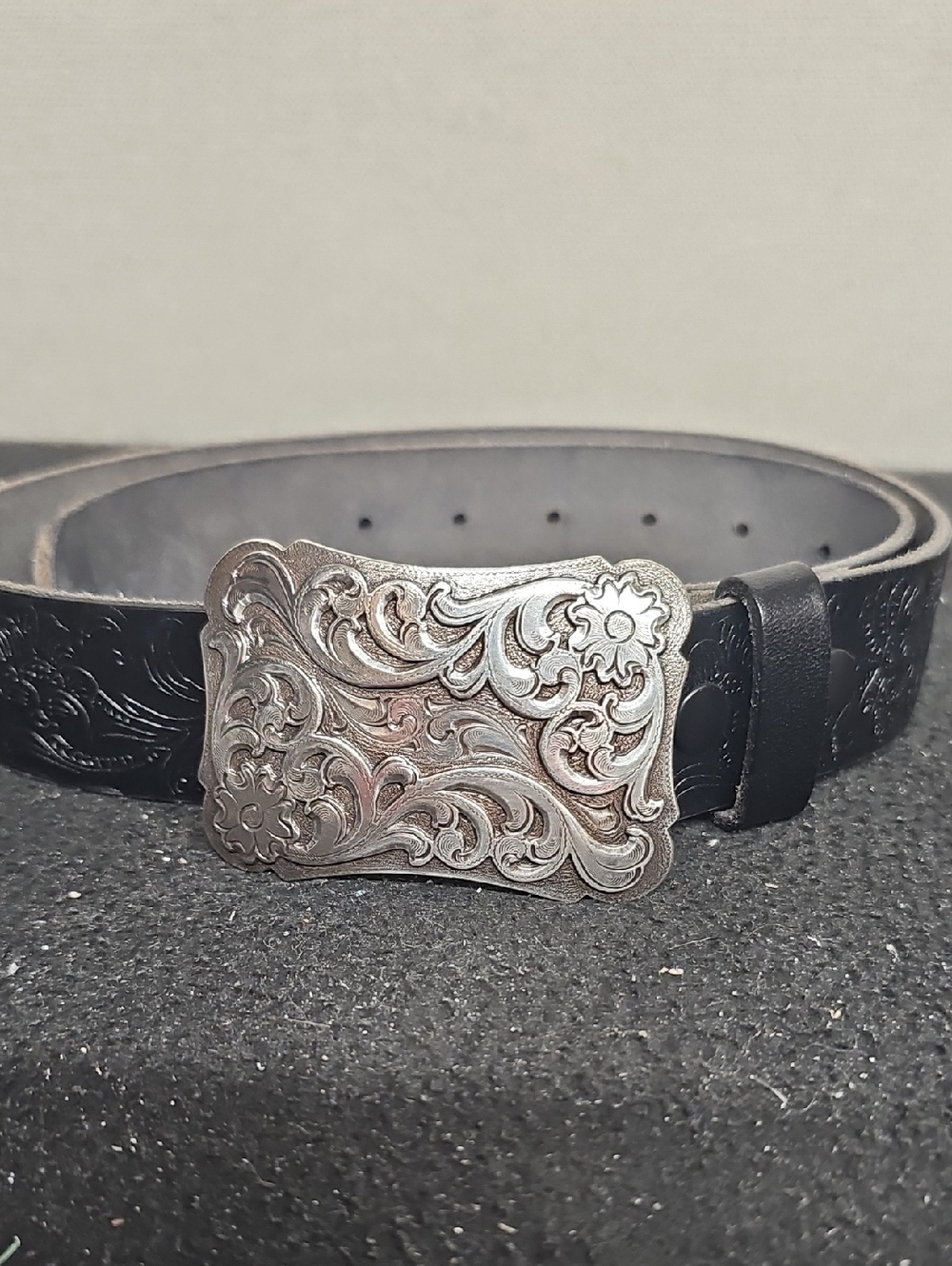 COWTOWN WESTERN ENGRAVED BUCKLE TOOLED LEATHER BELT BFPM-05-123